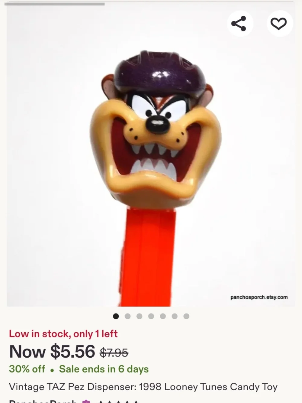 Looney Tunes Taz Dispenser - Orange Stem